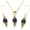 Handmade Parure da donna con collana e orecchini in acciaio inox placcato oro e pietre naturali