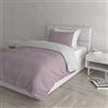 Italian Bed Linen Set Copripiumino 100% Cotone Natural Color, Made in Italy - Parure Copri Piumino - Sacco Piumone 200x200 cm con Doppia Patella e Federa Cuscino, Piazza e Mezza, Rosa Antico/Grigio Chiaro