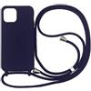 wentdzSW Cover Compatible con iPhone 13 Pro Max (6.7) - Cordino per Custodia con Collana Case Opaca Antiurto con Laccio/con Cordino TPU Corda Silicone Case -Blu