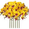 FagusHome 6 Pz Fiori Orchidea Phalaenopsis Fiori Artificiali Artificiali Phalaenopsis Fiori 80cm Orchidea Artificiali Pianta Finta per Decorazione (Giallo Piebald)