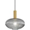 HJXDtech Lampadario in Metallo Dorato e Vetro, Vintage Lampada a Sospensione da Camera & Cucina, Lampadari per Tavolo da Pranzo,Portalampada E27,Stile Moderno-Retrò (Grigio, 30cm)