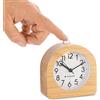 Navaris Sveglia Comodino Analogica in Legno - Orologio Sveglia da Tavolo Analogico - Sveglietta da Comodino Piccola Silenziosa e Meccanica - Stile Vintage con Funzione Snooze - Marrone Chiaro