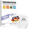 ELES VIDA 100 fogli di carta trasparente da 102 g/m², DIN A4, stampabili, carta pergamena, da lucido, per bricolage, lanterne fai da te, set per bambini, carta velina traslucida