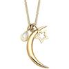 Elli Collana da Donna in Argento 925 Placcato in Oro con Pietra di Luna, Mezza Luna E Stella