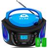 KLIM Boombox - Radio Stereo Portatile FM, lettore cd, Bluetooth, MP3, USB, AUX + Batterie ricaricabili incluse + Connessione AUX e Wireless + Compatto e robusto + NOVITÀ 2024 + Blue