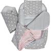 Medi Partners Riduttore Lettino Neonato - 100x60x15 Nido Antisoffoco Neonati 5-Parti Bozzolo Culla per Bebè neonata bilaterale Cuscino 100% Cotone (Stelle con un rosa chiaro Minky)