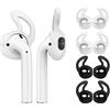 MoKo Gommini Auricolari Compatible con AirPods/EarPods, 4 Paia in Silicone con Supporto Orecchio, Anti-Caduta, Inserti Auricolari Isolamento Rumore, Cuscinetti Cuffie per Auricolari - Bianco + Nero