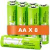 100% PeakPower Pile Ricaricabili AA - Set da 8 - Serie 2600 | 100% PeakPower | Batterie Stilo NIMH AA - Alta Capacità