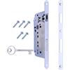 GAMOBIFER Serratura per Porta Interna a Incasso AGB serie PATENT GRANDE. Entrata 50, Interasse 90. (Fronte 18x238, SCROCCO - CATENACCIO - CHIAVE, CROMATO Opaco)