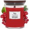 WoodWick Candela profumata Hourglass media con stoppino crepitante | Crimson Berries | Durata della fragranza: fino a 60 ore