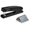 Amazon Basics - Cucitrice con 1000 Punti Metallici, Capacità 25 Fogli, Base in Gomma Antiscivolo, Ideale per Casa, Ufficio, Nero