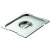 Ristosubito Coperchio per contenitori gastronorm con spacco mestolo e spacchi maniglie1/4 in acciaio inox Modello CO14SMM Dim. cm L.26.5 P.16.2