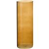 DRW Vaso di Vetro Allungato Giallo 10x10x27 cm, Ambra