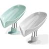 DENTSHIELD Portasapone,Porta Saponetta Bagno 2 Pezzi,Porta Sapone Solido Per Doccia Senza Perforazione, Con Ventosa, per Cucina, Lavandino,Drenante Solido Di Tipo Foglia