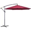 Outsunny Ombrellone da Giardino Decentrato Φ2.95m con Struttura in Metallo, 8 Braccia, Manovella, Base a Croce, Rosso Scuro | Aosom
