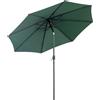 Outsunny Ombrellone da Giardino Φ295cm Inclinabile con Manovella in Metallo e Poliestere Verde|Aosom