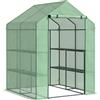 Outsunny Serra da Giardino con Scaffali, Copertura in PE e Porta Avvolgibile, Struttura in acciaio, Copertura in PE 143x138x190cm, Verde|Aosom Italy