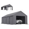 Outsunny Tendone da Giardino per Feste 7.95x3.95m con Porte a Cerniera, Picchetti e Corde Incluse, Grigio|Aosom