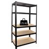 Grima Scaffale 5 ripiani in metallo e legno grima nero portata 175 kg 90x40x180 cm