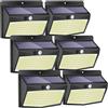 Peasur Luce Solare LED Esterno, 6 Pezzi/138LED Faretti Solari a Led da Esterno Lampada da Esterno con Sensore di Movimento, IP65 Impermeabile 3 Modalità per Giardino, Parete Wireless