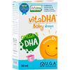 Omegor VitaDHA® Baby drops - 100mg/ml di DHA vegetale LifesDHA e vitamina D3 per neonati (0-12 mesi) | Aroma latte/panna | Bottiglia 30ml (1 mese) con contagocce.