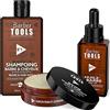 BARBER TOOLS Kit cosmetico da barba - Olio da barba 30ml + Balsamo da barba - 30ml + Shampoo da barba 80ml | Per la cura e la manutenzione della barba - Prodotto in Francia ✮ BARBER TOOLS ✮