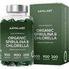 AAVALABS Spirulina & Chlorella Bio [1800 mg] AAVALABS - Alga Spirulina Bio Compresse - Clorella e Spirulina Polvere da Alghe Naturali di Alta Qualità con Fitonutrienti - Ideale per Frullati - 200 Capsule Vegan