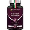 Plastimea Biotina PRO MEN | con Vitamina B8, Selenio, Zinco e Semi di zucca | Stimola la Crescita della Barba e dei Capelli | Trattamento 4 mesi | 120 capsule | Nutrimea