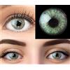 GLAMLENS Lenti a contatto colorate verdi Keira Green - mensili - con porta lenti a contatto - verde naturali in silicone idrogel - 2 pezzi - DIA 14.2 - senza correzione 0.00 diottrie lente a contatto