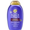 OGX Shampoo Thick & Full + Biotin & Collagen, Shampoo volumizzante capelli con Biotina e Collagene, Shampoo capelli fini con effetto rinforzante per capelli forti, corposi e sani, 385 ml