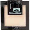 Maybelline Fit Me Matte&Poreless Cipria Opacizzante e Fissante, Pennello e Specchietto Inclusi, 105 Natural