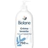 BIOLANE - Crema detergente nutriente - Gel doccia delicato e senza sapone - Corpo e capelli - Pelle sensibile - Flacone a pompa 750 ml- Made in France