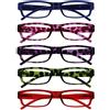 OPULIZE Occhiali Da Lettura Valore 5 Pacco Leggero Uomo Donna Blu Rosa Porpora Verde Rosso RRRRR32-3456Z +2,00