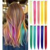 Rhyme 9 Pcs Extension Capelli Colorati Clip, 55 CM Colored Clip in Hair Extensions, Ciocche Colorate per Capelli in 9 Colori Diversi, per Donne Bambini Acconciature Cosplay Halloween Regalo Compleanno