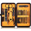Keiby Citom Tagliaunghie Set Professionale - Grooming Kit Strumenti per Manicure e Pedicure 15pcs con Box (Giallo)