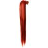 Prettyland 60cm statico-libero lunghi Extension per Capelli coda di cavallo treccia lisci con clip-in posticcio Rosso con treccia in arancione R02