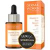 DERMAWORKS Siero Viso 20% Vitamina C con Acido Ialuronico e Niacinamide - Anti-età, anti-rughe, richiamo di collagene, luminosità della pelle opaca, riparazione e protezione. Pelle ferma e giovanile