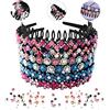 LUOLIPEYA 6 Pezzi Wave Strass Denti Pettine Cerchietti Per Le Donne, Cerchio Per Capelli in Cristallo Fiore ECANGO Con Denti in Plastica Rigida Antiscivolo 3 Modello (colori Brillanti 6)