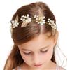 IYOU Nozze Perla Copricapo Oro Le foglie Vite per Capelli Ragazze di Fiori Principessa Compleanno Fascia per Capelli Accessori per capelli per Spose e Damigelle D'onore