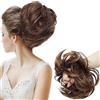 SEGO Ciambella per Chignon Elastico con Capelli Ricci Finti Extension XXL 80g Hair Bun Updo Spettinato Coda di Cavallo Treccia # Castano Ramato Chiaro/Marrone Scuro