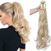SEGO Coda di Cavallo Extension Capelli Biondi con Pinza Clip Ricci Mossi Lunghi Ponytail Ondulate Sintetiche Fascia Unica 60cm 150g - Biondo mix Biondo Chiarissimo