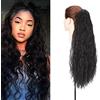 Silk-co 60cm Coda Finta Capelli Corn con Pinza Wave Ponytail Hair Extension Clip Capelli Ricci Coda di Cavallo-Nero Naturale
