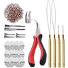 YANTAISIYU Kit di strumenti di estensione dei capelli: pinze per capelli, ago Micro Pulling e micro anelli in silicone (marrone chiaro)