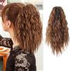 Meiriyfa, Extension per capelli a coda di cavallo, con capelli corti ondulati, da fissare con pinza per capelli, da donna, 40 cm, colore castano