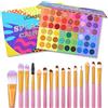 Beauty Searcher Kit per il trucco degli ombretti, 54 colori Eyeshadow Palette e 15pcs Set pennelli ,6 in 1 per gli occhi, lucidi e opachi glitterati