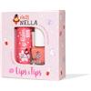 Miss Nella Nail Polis + Lip Balm set- Special Peach Glitter Nail Polish for Kids- PEACH SLUSHIE, with Peel-off, Water Based & Odour Free Formula + BUTTER CHEEKS pink hypoallergenic lip balm
