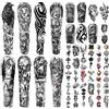 Metuu 46 Fogli Tatuaggio Temporaneo Grande Braccio Completo Impermeabile Realistico, Alce Cervo Aquila Leone Lupo Totem Scorpione Mano Braccio Collo Viso Tatuaggio Adesivi Per Uomini E Donne