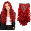 CAISHA XL 45cm 7 Pezzi Set CLIP IN EXTENSIONS Extensions Per I Capelli Posticcio Voluminoso Ondulato Rosso CE13-1