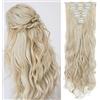 SEGO Extension Clip Capelli Ricci Mossi 60cm 8 Ciocche Hair Extensions Sintetiche Posticci Full Head 140g - Biondo Cenere/Biondo Chiarissimo