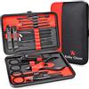 Keiby Citom Tagliaunghie Set Professionale - Grooming Kit Strumenti per Manicure e Pedicure 18 pcs con Bella Box (Nero Rosso)